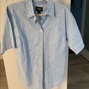 J. Crew Sky Blue Embellished Shirt